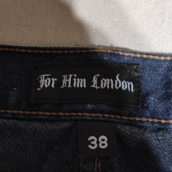 For Him London jeans men's sz 38 stone washed ink blue colour Slim Straight Fit - Picture 5 of 12